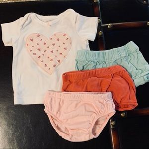 Baby Girl 3M Pink & White Heart Top & Bloomers